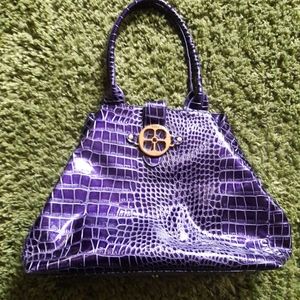Iman purple faux snakeskin purse